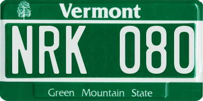 VT license plate NRK080