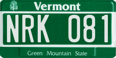 VT license plate NRK081