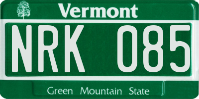 VT license plate NRK085