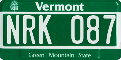 VT license plate NRK087