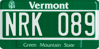 VT license plate NRK089