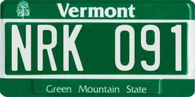 VT license plate NRK091