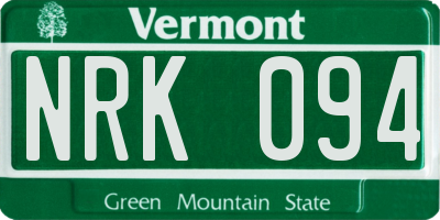 VT license plate NRK094