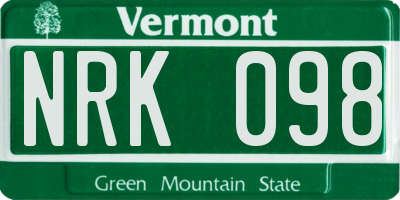 VT license plate NRK098