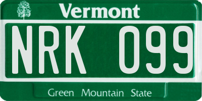 VT license plate NRK099