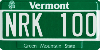 VT license plate NRK100