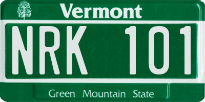 VT license plate NRK101