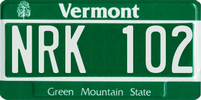 VT license plate NRK102
