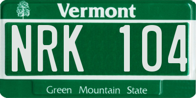 VT license plate NRK104