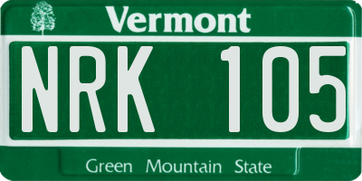 VT license plate NRK105
