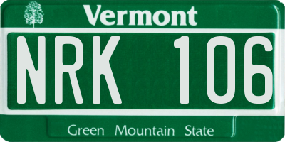 VT license plate NRK106