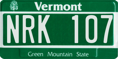 VT license plate NRK107