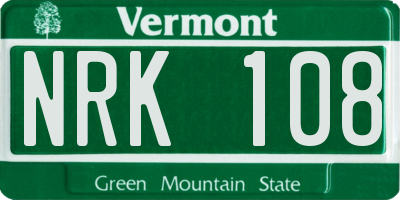VT license plate NRK108