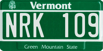 VT license plate NRK109