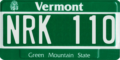VT license plate NRK110