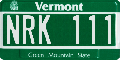 VT license plate NRK111