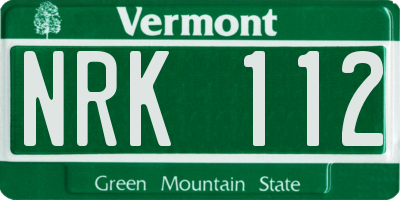 VT license plate NRK112