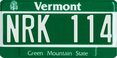 VT license plate NRK114