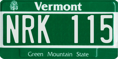 VT license plate NRK115