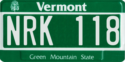 VT license plate NRK118