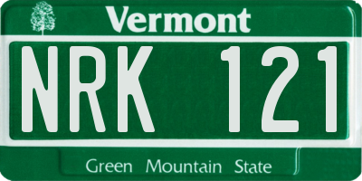 VT license plate NRK121