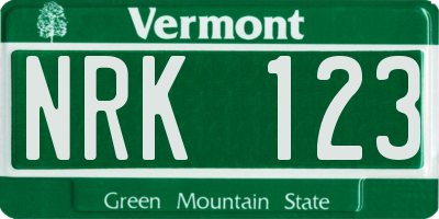 VT license plate NRK123