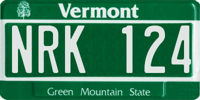 VT license plate NRK124