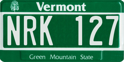 VT license plate NRK127