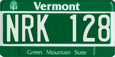 VT license plate NRK128