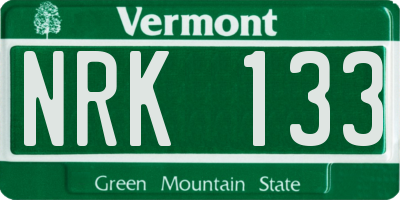 VT license plate NRK133