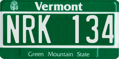 VT license plate NRK134