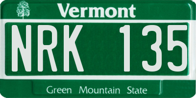 VT license plate NRK135