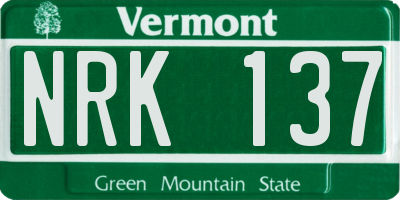 VT license plate NRK137