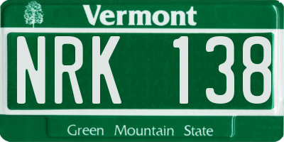 VT license plate NRK138