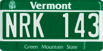 VT license plate NRK143
