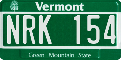 VT license plate NRK154