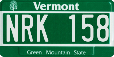 VT license plate NRK158