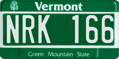 VT license plate NRK166