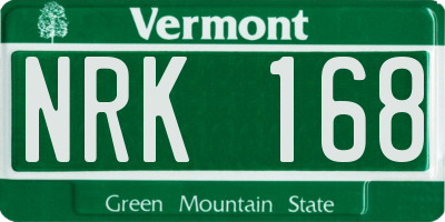 VT license plate NRK168
