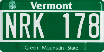 VT license plate NRK178