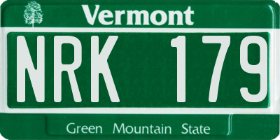 VT license plate NRK179