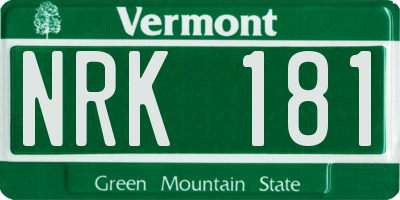VT license plate NRK181