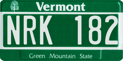 VT license plate NRK182