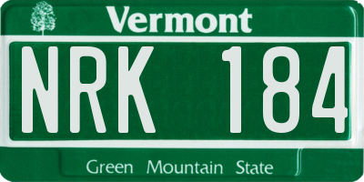 VT license plate NRK184