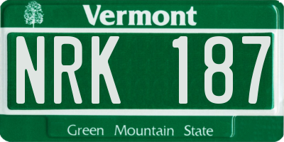 VT license plate NRK187