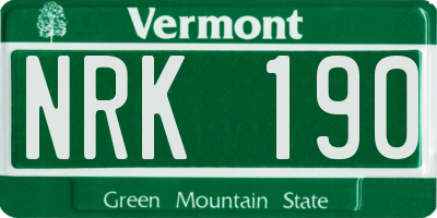 VT license plate NRK190