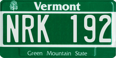 VT license plate NRK192