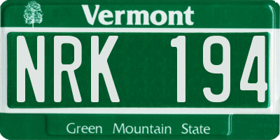 VT license plate NRK194