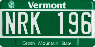 VT license plate NRK196