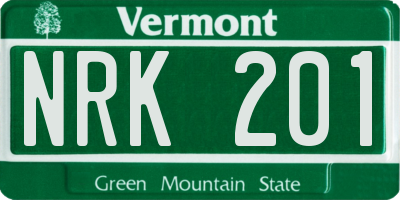 VT license plate NRK201